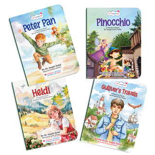 Lil Legends Timeless Classics Re-Imagined for Today | Set of 4 Story Books | Heidi, Pinocchio, Gulliver's Travels and More | Vocabulary, Imagination and Value Booster Stories | For Age 7+