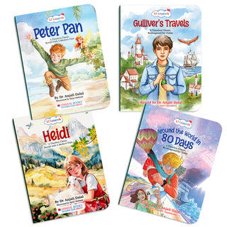 Lil Legends Timeless Classics Re-Imagined for Today | Set of 4 Story Books | Heidi, Peter Pan, Gulliver's Travels and More | Vocabulary, Imagination and Values Booster Stories | For Age 7+