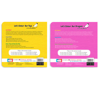 Lil Legends Let's Colour Set of 2 Colouring Books | Toys and Dragons | Travel-Friendly Hardboard Support | Boosts Focus and Creativity | For UKG/Primary | Age 4+