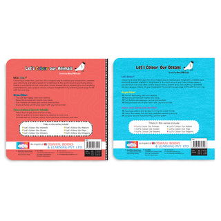 Lil Legends Let's Colour Set of 2 Colouring Books | Animals and Ocean | Travel-Friendly Hardboard Support | Boosts Focus and Creativity | For UKG/Primary | Age 4+