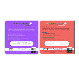 Lil Legends Let's Colour Set of 2 Colouring Books | Animals and Dreams | Travel-Friendly Hardboard Support | Boosts Focus and Creativity | For UKG/Primary | Age 4+