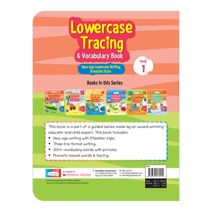 Lil Legends Writing Books Lowercase Tracing and Vocabulary Book Level | 1 New Age Lowercase Writing D'Nealian Style | Small Letters Practise Workbook | For LKG/UKG | Age 4+