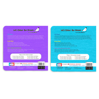 Lil Legends Let's Colour Set of 2 Colouring Books | Dreams and Oceans | Travel-Friendly Hardboard Support | Boosts Focus and Creativity | For UKG/Primary | Age 4+