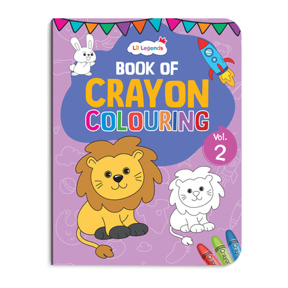 Lil Legends Crayon Colouring Book Vol 2 for Kids | Bold Outlines and Simple Designs | Animals, Birds and Surrounding World | Fun Colouring Activity Book | For Nursery/LKG | Age 3+