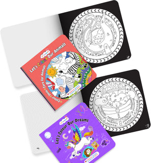Lil Legends Let's Colour Set of 2 Colouring Books | Animals and Ocean | Travel-Friendly Hardboard Support | Boosts Focus and Creativity | For UKG/Primary | Age 4+