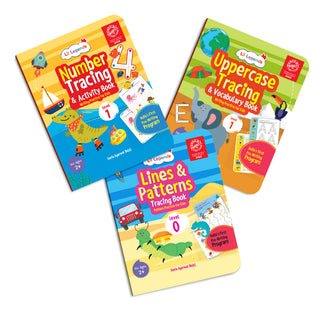 Lil Legends Early Writing Readiness | Set of 3 Books | Lines and Patterns + Number Tracing + Uppercase Tracing and Vocabulary | India's First Pre-Writing Programme | Age 2-5