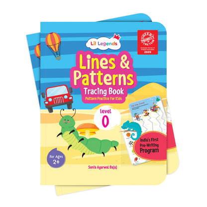 Lil Legends Writing Book Lines and Patterns Tracing Book Level 0 for Kids | India's First Pre-Writing Program | Pencil Control and Activity Book | For Nursery/LKG/UKG | Age 2-3