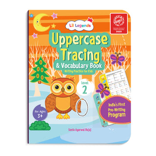 Lil Legends Writing Books Uppercase Tracing and Vocabulary Book Level 2 for Kids | India's First Pre-writing Program | Workbook With Smart Dot Guidance | For Nursery/LKG/UKG | Age 3-5