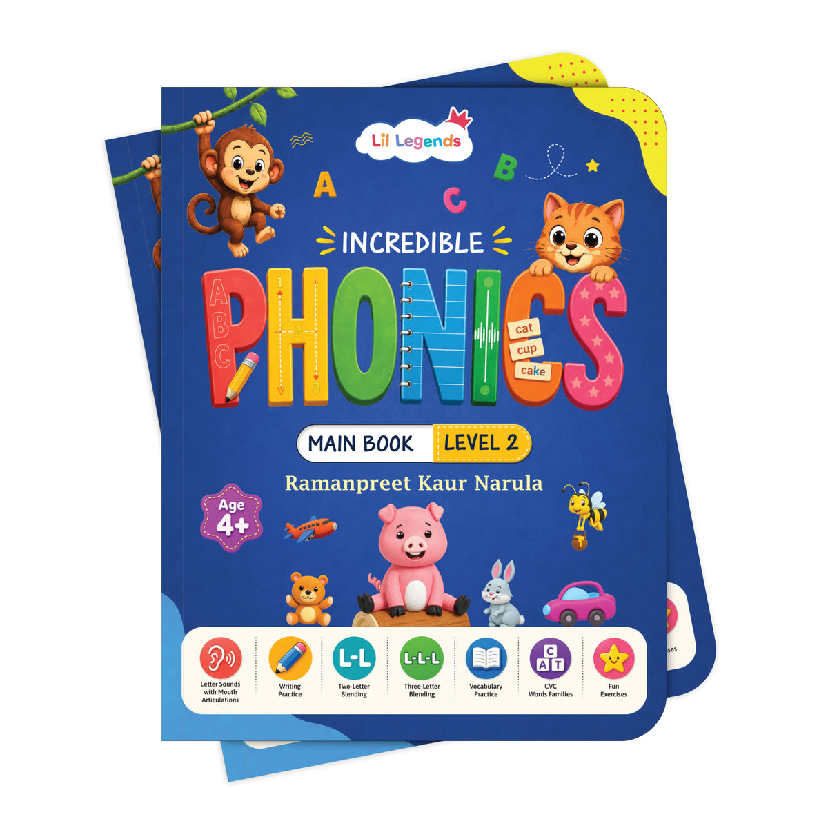 Oswaal Lil Legends Incredible Phonics Level 2 Main Book and Sight Words Book | Set of 2 Books for Age 4-6 Years | CVC Words, Blending and High Frequency Words | Fun Activity Book | For UKG/Class 1
