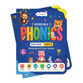 Lil Legends Incredible Phonics Level 2 Main Book and Sight Words Book | Set of 2 Books for Age 4-6 Years | CVC Words, Blending and High Frequency Words | Fun Activity Book | For UKG/Class 1
