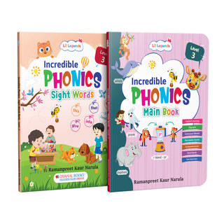 Lil Legends Incredible Phonics Level 3 Main Book and Sight Words Book | Set of 2 Books for Age 5-7 Years | Digraphs, Consonant Blends, High Frequency Words and Activities | For Class 1 and 2
