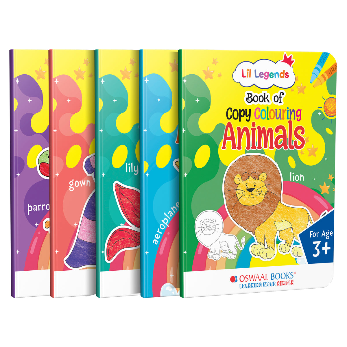 Lil Legends Set of 10 Copy Colouring Books for Kids | Boxset of 10 Books | Alphabet, Numbers, Shapes and More | Fun Activities and Vocabulary Booster | For Nursery/LKG/UKGF | Age 3+