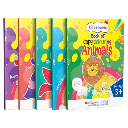 Lil Legends Set of 10 Copy Colouring Books for Kids | Boxset of 10 Books | Alphabet, Numbers, Shapes and More | Fun Activities and Vocabulary Booster | For Nursery/LKG/UKGF | Age 3+