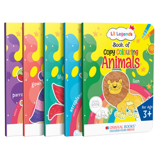 Lil Legends Set Of 10 Copy Colouring Books for Kids | Boxset of 10 Books | Alphabet, Numbers, Shapes and More | Fun Activities and Vocabulary Booster | For Nursery/LKG/UKGF | Age 3+