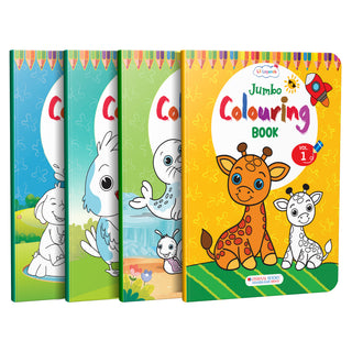 Lil Legends Jumbo Colouring Books Vol 1-4 for Kids | Bold Outlines and Big Designs | Animals, Birds, Everyday Objects and Nature | Fun Colouring Activity Books | Age 3+