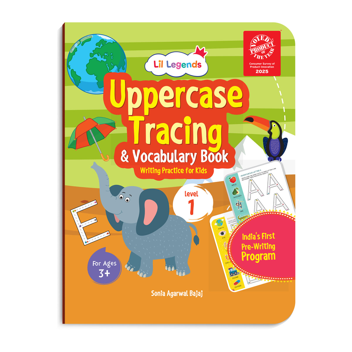 Lil Legends Writing Books Uppercase Tracing and Vocabulary Book Level 1 for Kids | India's First Pre-writing Program | Workbook with Smart Dot Guidance | For Nursery/LKG/UKG | Age 3+