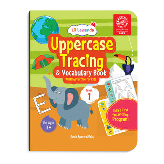 Lil Legends Writing Books Uppercase Tracing and Vocabulary Book Level 1 for Kids | India's First Pre-writing Program | Workbook with Smart Dot Guidance | For Nursery/LKG/UKG | Age 3+