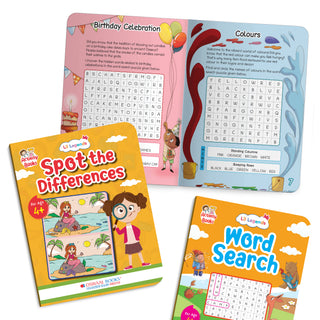 Lil Legends Interactive Learning Activity Book Combo Set of 2 for Kids Age 4+ Years - Spot the Difference & Word Search Puzzles | Brain Games to Boost Vocabulary, Observation & Critical Thinking