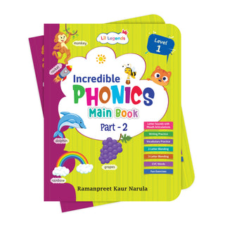 Lil Legends Incredible Phonics Level 1 Main Book Part 2 for Kids | Letter Sounds, Tracing, Writing, Word Recognition and Fun Activities | Phonics Workbook | For Nursery/LKG | Age 3-5