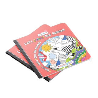 Lil Legends Let's Colour Set of 2 Colouring Books | Animals and Nature | Travel-Friendly Hardboard Support | Boosts Focus and Creativity | For UKG/Primary | Age 4+