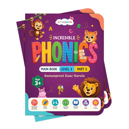 Lil Legends Incredible Phonics Level 1 Part 1 Main Book | Letter Sounds, Tracing, Writing and Fun Activities | Phonics Workbook for Beginners | Age 3+