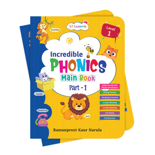 Lil Legends Incredible Phonics Level 1 Main Book Part 1, Part 2 and Sight Words Book | Set of 3 for Age 3-5 Years | Letter Sounds, High Frequency Words and Fun Activities | For Nursery/LKG/