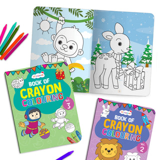 Lil Legends Books Of Crayon Colouring Vol 1-4 Set of 4 | Boosts Focus, Colour Recognition and Creativity | Fun Activity Books With Bold Outlines | For Nursery/LKG/UKG | Age 3+