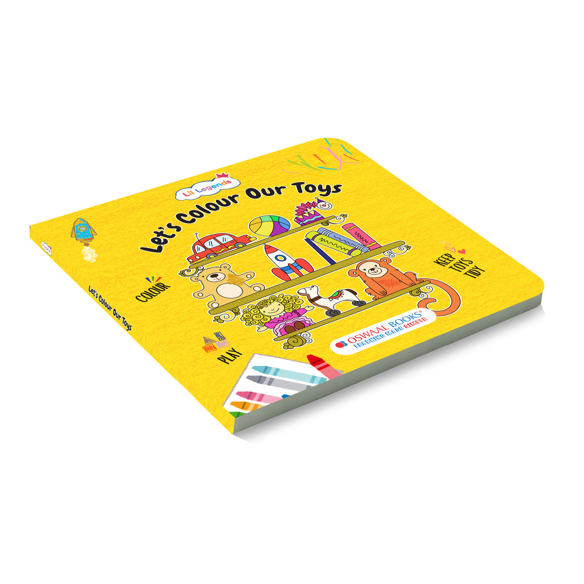 Lil Legends Let's Colour Set of 2 Colouring Books | Toys and Nature | Travel-Friendly Hardboard Support | Boosts Focus and Creativity | For UKG/Primary | Age 4+