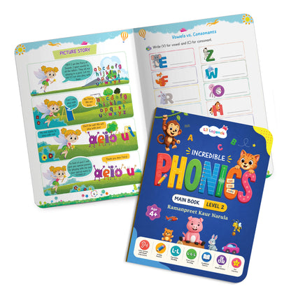 Lil Legends Incredible Phonics Level 2 Main Book | CVC Words, Short Vowels, Letter Blending | Early Reading | Phonics Workbook for Beginners | Age 4+