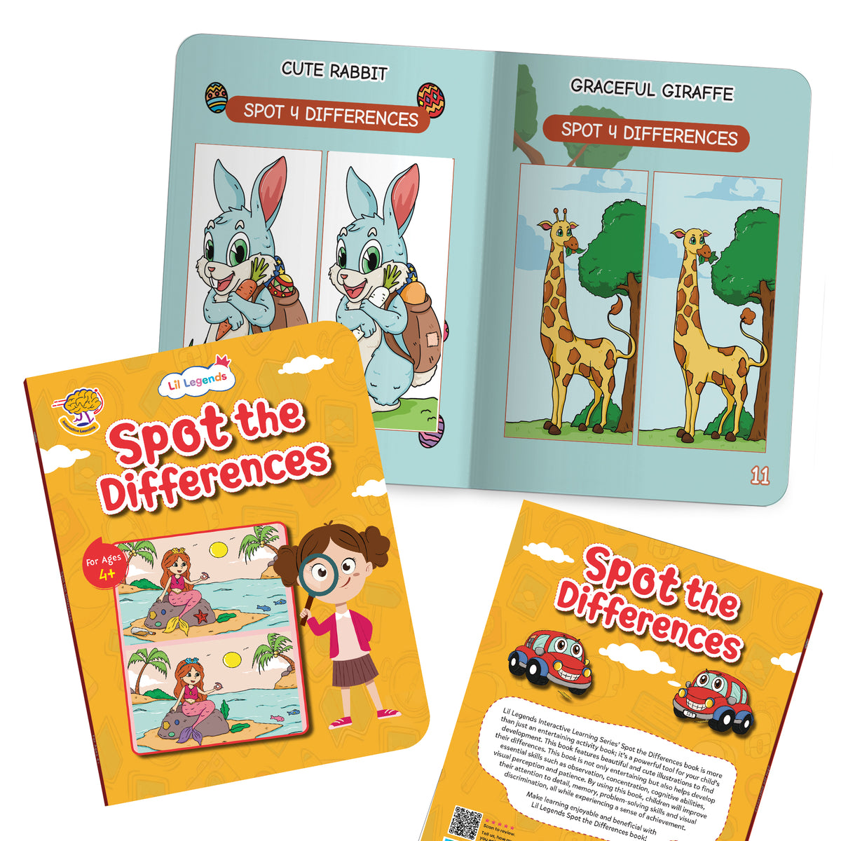 Lil Legends Interactive Learning Activity Books, Set of 2 for Kids Age 4+ Years | Spot the Differences and Word Search Puzzles | Brain Games to Boost Vocabulary and Observation