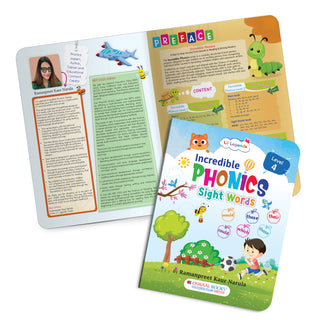 Lil Legends Incredible Phonics Level 4 Main Book and Sight Words Book | Set of 2 Books for Kids | Long Vowels, Complex Blends and High Frequency Words | For Class 1 and 2 | Age 6-8