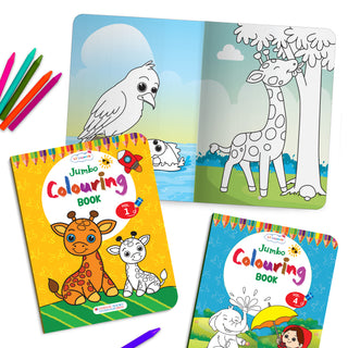 Lil Legends Jumbo Colouring Books Vol 1-4 for Kids | Bold Outlines and Big Designs | Animals, Birds, Everyday Objects and Nature | Fun Colouring Activity Books | Age 3+