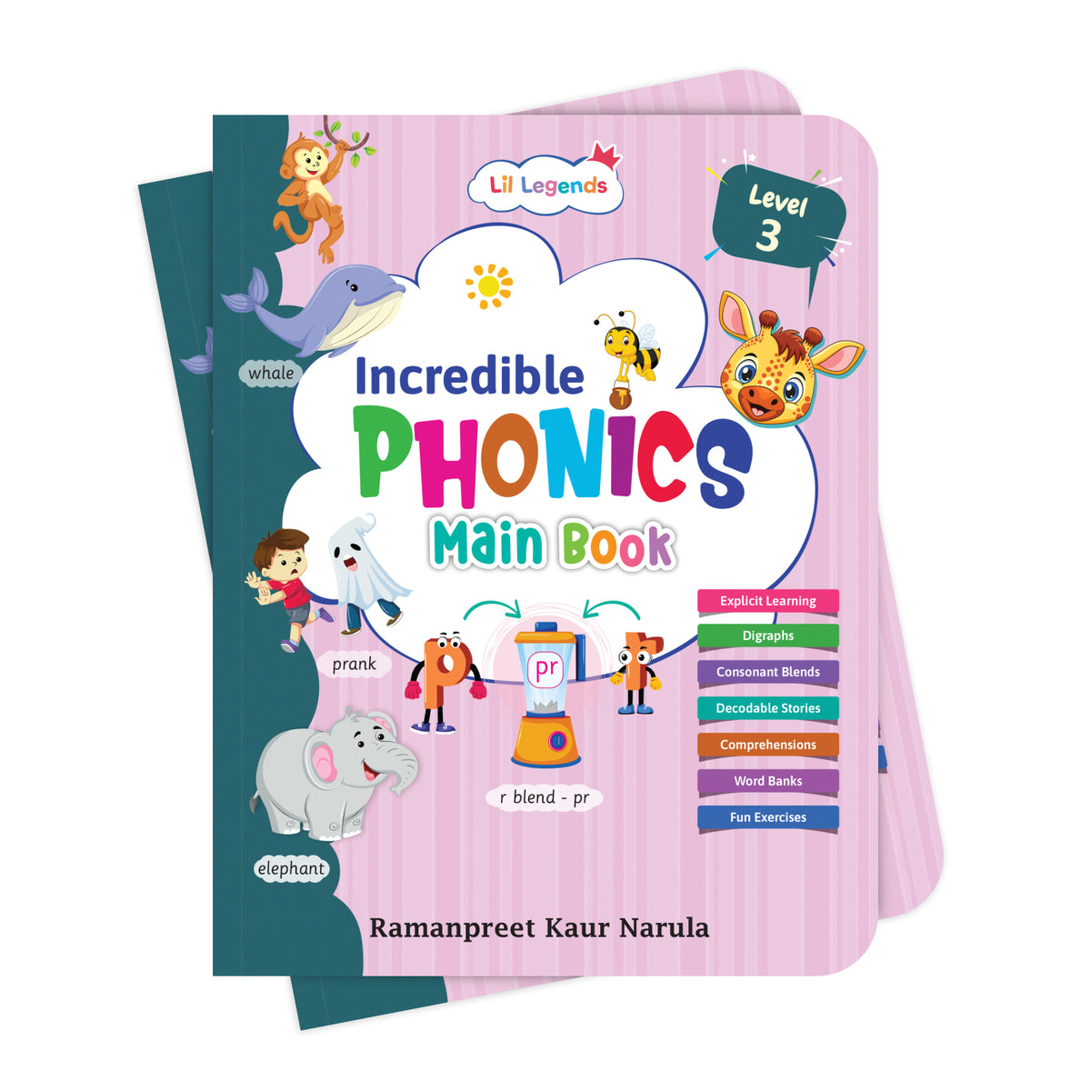 Lil Legends Incredible Phonics Level 3 Main Book and Sight Words Book | Set of 2 Books for Age 5-7 Years | Digraphs, Consonant Blends, High Frequency Words and Activities | For Class 1 and 2