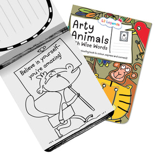 Lil Legends Arty Animals Fun Colouring Book for Kids | 35+ Perforated Tear-Out Animal Themed Postcards to Colour and Share | Boosts Focus, Colour Recognition and Creativity | Age 3+