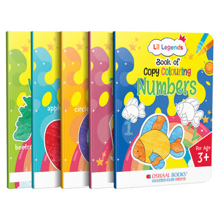 Lil Legends Set Of 10 Copy Colouring Books for Kids | Boxset of 10 Books | Alphabet, Numbers, Shapes and More | Fun Activities and Vocabulary Booster | For Nursery/LKG/UKGF | Age 3+