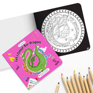 Lil Legends Let's Colour Set of 6 Colouring Books | Animals, Toys, Dreams, Dragons, Nature and Oceans | Travel-Friendly Hardboard Support | For UKG/Primary | Age 4+