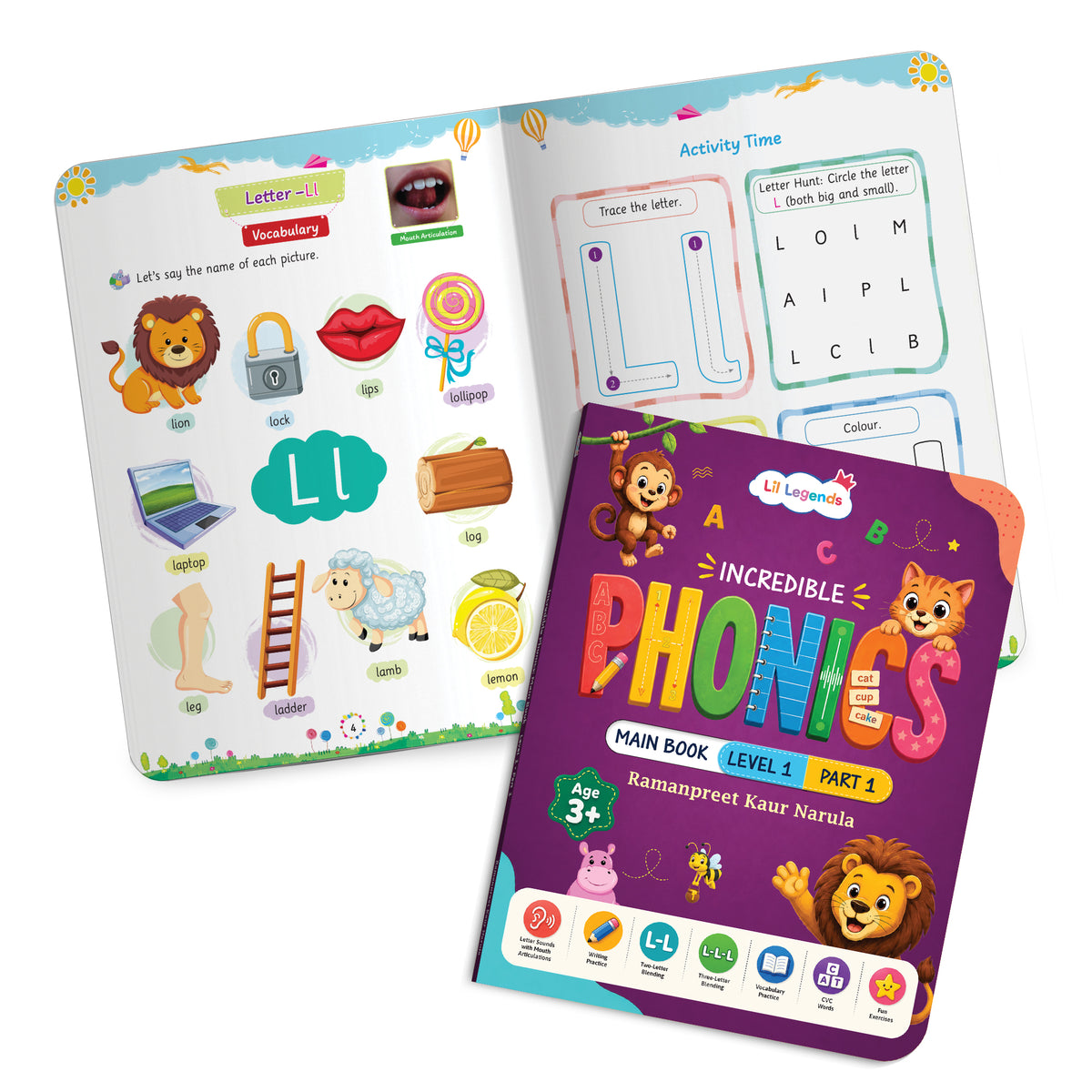 Lil Legends Incredible Phonics Level 1 Part 1 Main Book | Letter Sounds, Tracing, Writing and Fun Activities | Phonics Workbook for Beginners | Age 3+
