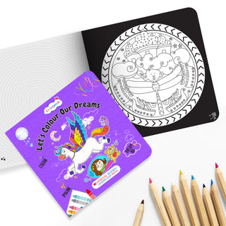 Lil Legends Let's Colour Set of 2 Colouring Books | Dreams and Dragons | Travel-Friendly Hardboard Support | Boosts Focus and Creativity | For UKG/Primary | Age 4+