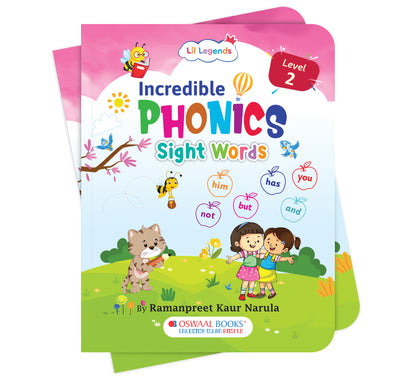 Oswaal Lil Legends Incredible Phonics Level 2 Main Book and Sight Words Book | Set of 2 Books for Age 4-6 Years | CVC Words, Blending and High Frequency Words | Fun Activity Book | For UKG/Class 1