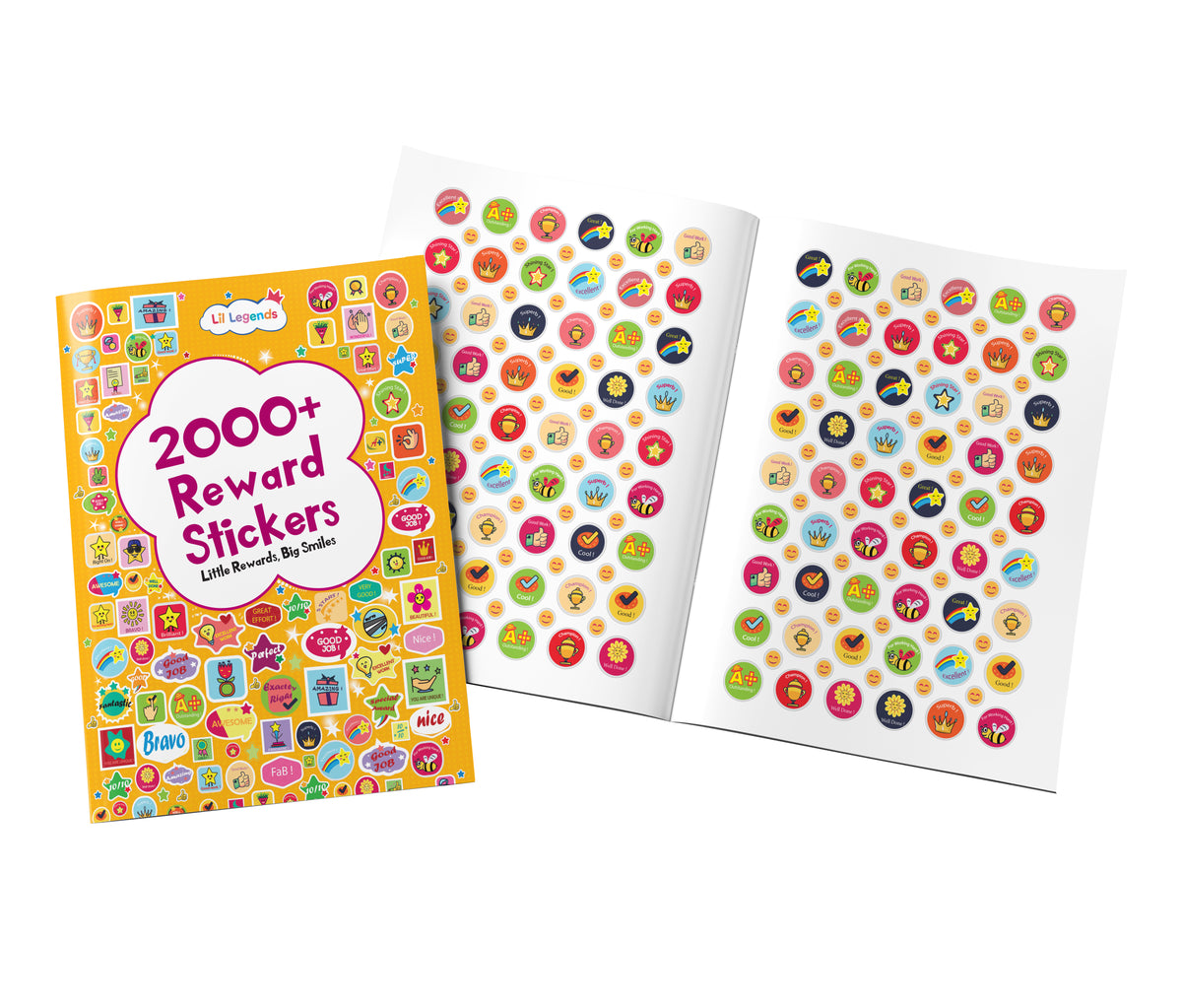Lil Legends Reward Stickers Book, Little Rewards Big Smile 2000+ Motivational Stickers | Perfectly Curated for Teachers and Parents | Stars, Smileys and Praise Stickers | For School and Home