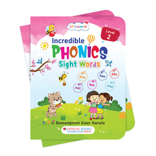 Lil Legends Incredible Phonics Level 2 Main Book and Sight Words Book | Set of 2 Books for Age 4-6 Years | CVC Words, Blending and High Frequency Words | Fun Activity Book | For UKG/Class 1