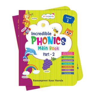 Lil Legends Incredible Phonics Level 1 Main Book Part 1, Part 2 and Sight Words Book | Set of 3 for Age 3-5 Years | Letter Sounds, High Frequency Words and Fun Activities | For Nursery/LKG/