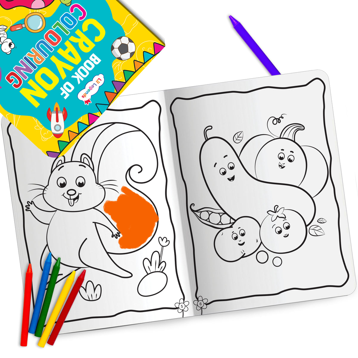 Lil Legends Book Of Crayon Colouring Vol. 5 | Builds Focus, Creativity and Colour Recognition | Colouring Activity Book with Detailed Designs | For LKG/UKG | Age 4+