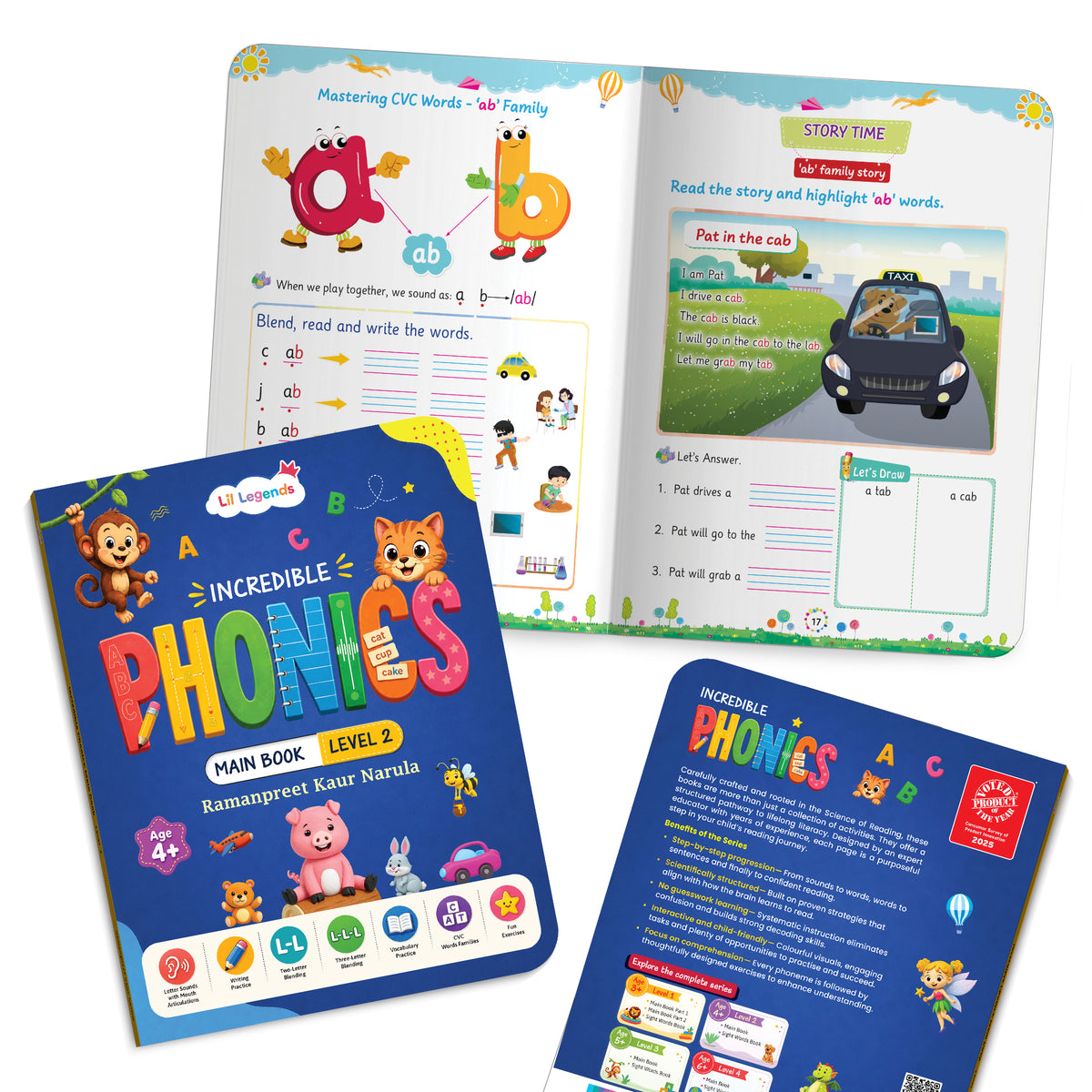 Lil Legends Incredible Phonics Level 2 Main Book | CVC Words, Short Vowels, Letter Blending | Early Reading | Phonics Workbook for Beginners | Age 4+