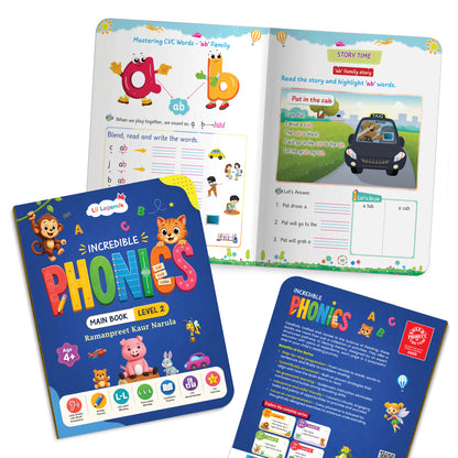 Lil Legends Incredible Phonics Level 2 Main Book | CVC Words, Short Vowels, Letter Blending | Early Reading | Phonics Workbook for Beginners | Age 4+