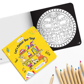 Lil Legends Let's Colour Set of 2 Colouring Books | Toys and Oceans | Travel-Friendly Hardboard Support | Boosts Focus and Creativity | For UKG/Primary | Age 4+