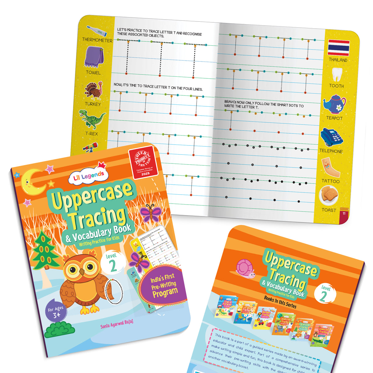 Lil Legends Writing Books Uppercase Tracing and Vocabulary Book Level 2 for Kids | India's First Pre-writing Program | Workbook With Smart Dot Guidance | For Nursery/LKG/UKG | Age 3-5