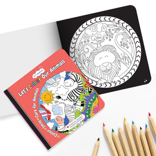Lil Legends Let's Colour Set of 2 Colouring Books | Animals and Nature | Travel-Friendly Hardboard Support | Boosts Focus and Creativity | For UKG/Primary | Age 4+
