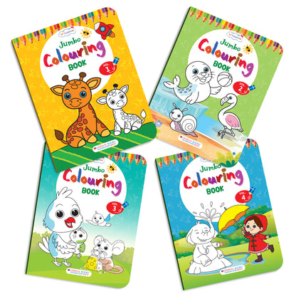 Lil Legends Jumbo Colouring Books Vol 1-4 for Kids | Bold Outlines and Big Designs | Animals, Birds, Everyday Objects and Nature | Fun Colouring Activity Books | Age 3+