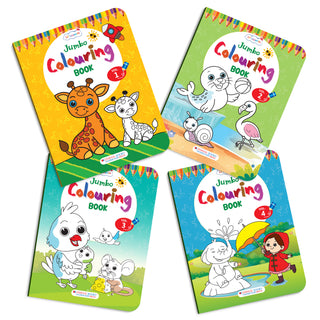 Lil Legends Jumbo Colouring Books Vol 1-4 for Kids | Bold Outlines and Big Designs | Animals, Birds, Everyday Objects and Nature | Fun Colouring Activity Books | Age 3+